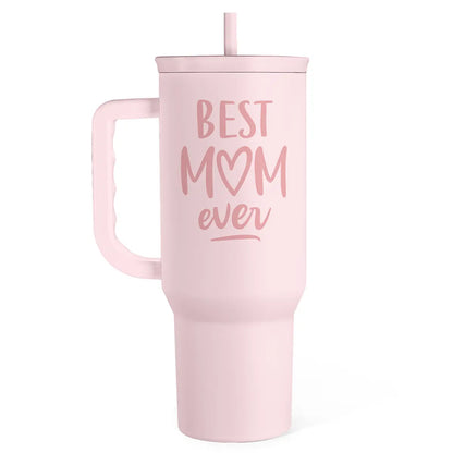 SANDJEST 40oz Summer Insulated Stainless Steel Tumbler with Handle & Straw, Cup Holder Friendly for Travel, Portable Vacuum Flask, Hot/Cold Insulation, Great Gifts for Mom Girls Her Women