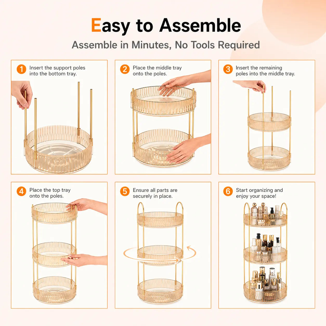 Raybee 360 Rotating Makeup Organizer, Large 2-3 Tier Acrylic Cologne Perfume Holder for Vanity Countertop,Dorm, Steady Lazy Susan Cosmetics Storage Organizer, Space Saving Fragrance Display Tower for Figures Lipsticks Brushes, Perfect for Back to School