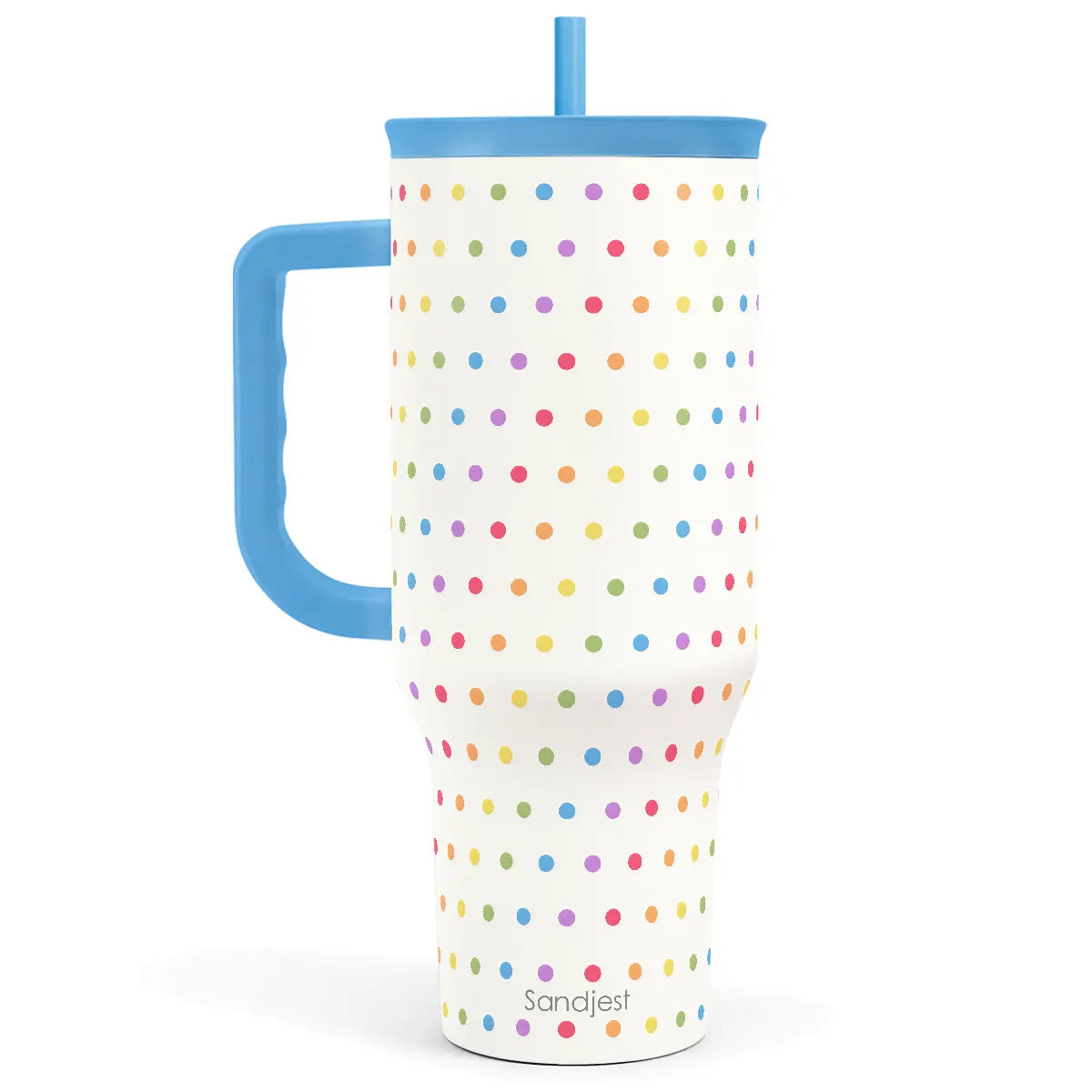SANDJEST 40oz Summer Insulated Stainless Steel Tumbler with Handle & Straw, Cup Holder Friendly for Travel, Portable Vacuum Flask, Hot/Cold Insulation, Great Gifts for Mom Girls Her Women