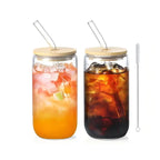 Glass Cup with Lid & Straw & Brush Set, 1/2/4/6/8pcs 16oz Party Clear Glass Cup Set,Housewarming Birthday Gift Ideas, Suitable for Coffee, Juice, Milk Tea, Beer Cocktail Whiskey, Kitchen Household Drinking Utensils Tumblers Drinkware Bottles