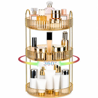 Raybee 360 Rotating Makeup Organizer, Large 2-3 Tier Acrylic Cologne Perfume Holder for Vanity Countertop,Dorm, Steady Lazy Susan Cosmetics Storage Organizer, Space Saving Fragrance Display Tower for Figures Lipsticks Brushes, Perfect for Back to School