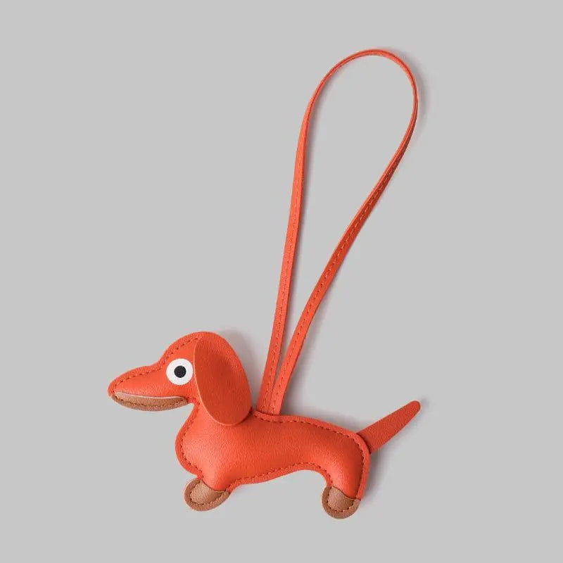 Dog bag ornament, suitable for wallets and handbags - cute PU sausage dog key ornament Stylish Backpack Charm Street Style Charm