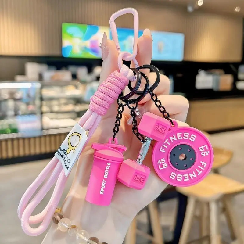 Fitness Keychain Set, MSilicone Dumbbell Kettlebell Weight Plate Keychains, Cute Keychain Gym Accessories for Men Women keychain  gift high quality fashion jewelry jew lery