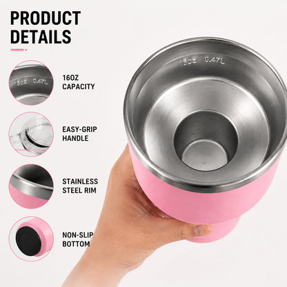 16 oz Cocktail Tumbler-Insulated Margarita Tumbler with Lid - Keeps Drinks Cold for 10 Hours- 360 Sippable Martini Glass Alternative - Shatterproof, Perfect for Parties