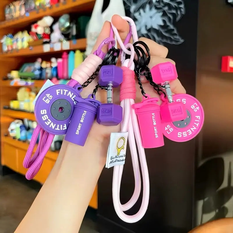 Fitness Keychain Set, MSilicone Dumbbell Kettlebell Weight Plate Keychains, Cute Keychain Gym Accessories for Men Women keychain  gift high quality fashion jewelry jew lery