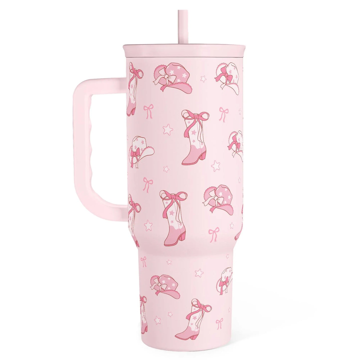 SANDJEST 40oz Summer Insulated Stainless Steel Tumbler with Handle & Straw, Cup Holder Friendly for Travel, Portable Vacuum Flask, Hot/Cold Insulation, Great Gifts for Mom Girls Her Women