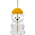 Viral Bearista Cold Cup for 2026 Holiday Collection Nostalgia Cute Bear Cup With Striped Straw 20oz High-Quality Glass Tumbler for Smoothies Boba & Beverage  Iced Coffee Glass Gifts colorful glass cup practical gift