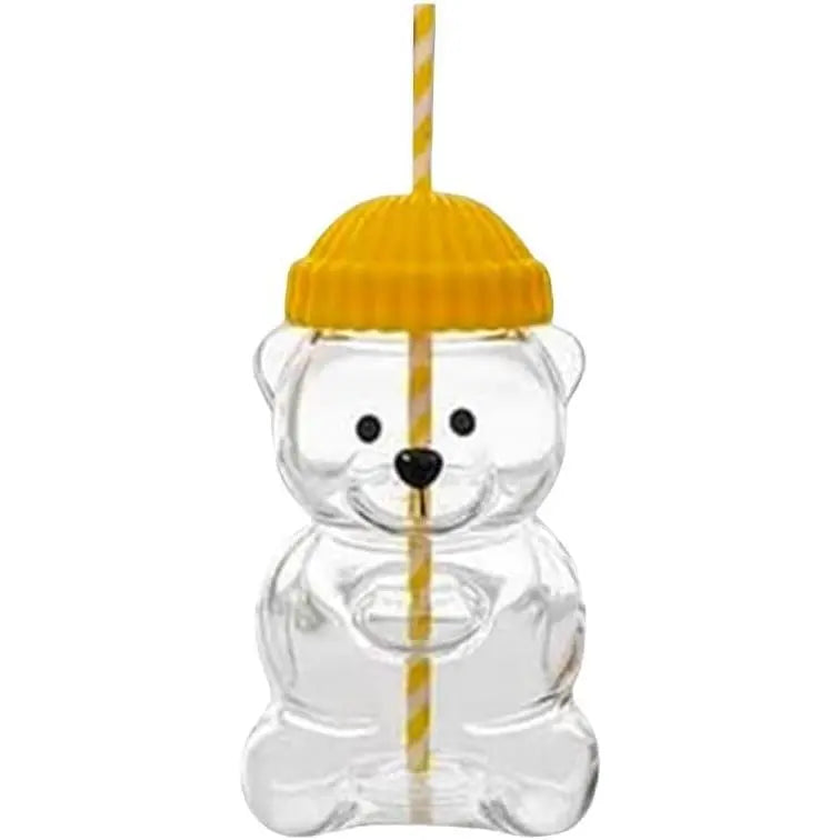 Viral Bearista Cold Cup for 2026 Holiday Collection Nostalgia Cute Bear Cup With Striped Straw 20oz High-Quality Glass Tumbler for Smoothies Boba & Beverage  Iced Coffee Glass Gifts colorful glass cup practical gift