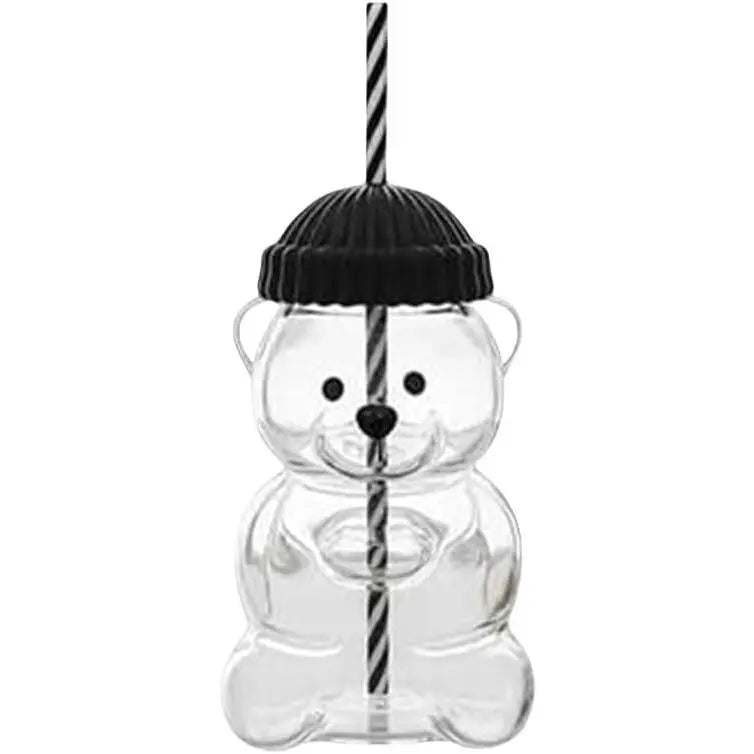 Viral Bearista Cold Cup for 2026 Holiday Collection Nostalgia Cute Bear Cup With Striped Straw 20oz High-Quality Glass Tumbler for Smoothies Boba & Beverage  Iced Coffee Glass Gifts colorful glass cup practical gift