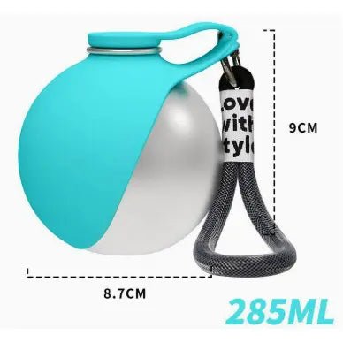 Stainless Steel Pet Water Bottle with Drinking Basin - 285ml Leak-Proof Mess-Free Travel Bottle for Dogs, Perfect for Walks & Road Trips, Mess-Free Water Bottles