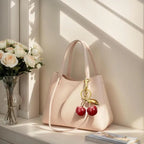 Charming Cherry Design Keychain Bag Charms Fashionable Durable Alloy Keychain for Women Girls Trendy All-match Exquisite Gift