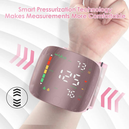 Ziqing Wrist Blood Pressure Monitor - LED Display, Touch Screen Cuff, 99x2 Reading Memory, ABS Material, Compact Slips Into Daily Bags, Carrying Case for Home Healthcare, Fit Self Care Products