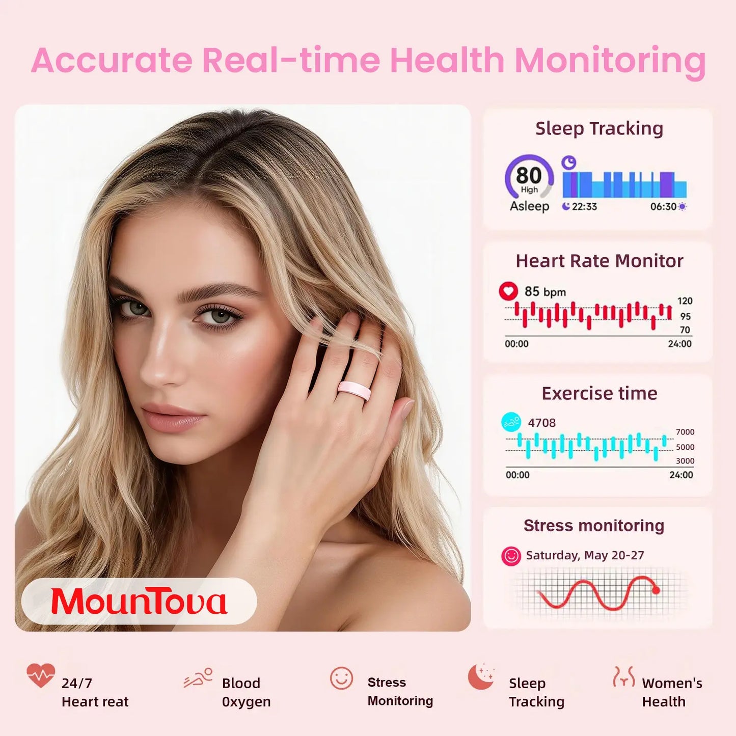 2026 AI Smart Ring for Women – Health & Fitness Tracker with Heart Rate, Blood Oxygen, Sleep, Temperature, Stress & Cycle Monitoring, IP68 Waterproof, 5-7 Day Battery, iOS & Android, Charging Case,#tiktokshopsummersale