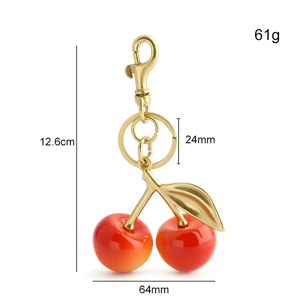 Charming Cherry Design Keychain Bag Charms Fashionable Durable Alloy Keychain for Women Girls Trendy All-match Exquisite Gift