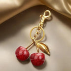Charming Cherry Design Keychain Bag Charms Fashionable Durable Alloy Keychain for Women Girls Trendy All-match Exquisite Gift