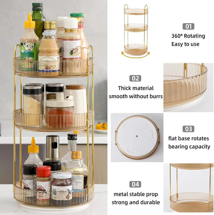 Raybee 360 Rotating Makeup Organizer, Large 2-3 Tier Acrylic Cologne Perfume Holder for Vanity Countertop,Dorm, Steady Lazy Susan Cosmetics Storage Organizer, Space Saving Fragrance Display Tower for Figures Lipsticks Brushes, Perfect for Back to School