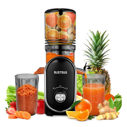 SUSTEAS Cold Press Juicer, 5.3 Inch Large Feed Opening, Slow Masticator Chute, For Whole Vegetables and Fruits, High Yield, Easy to Clean Springtok Steel,summerwins summerwins