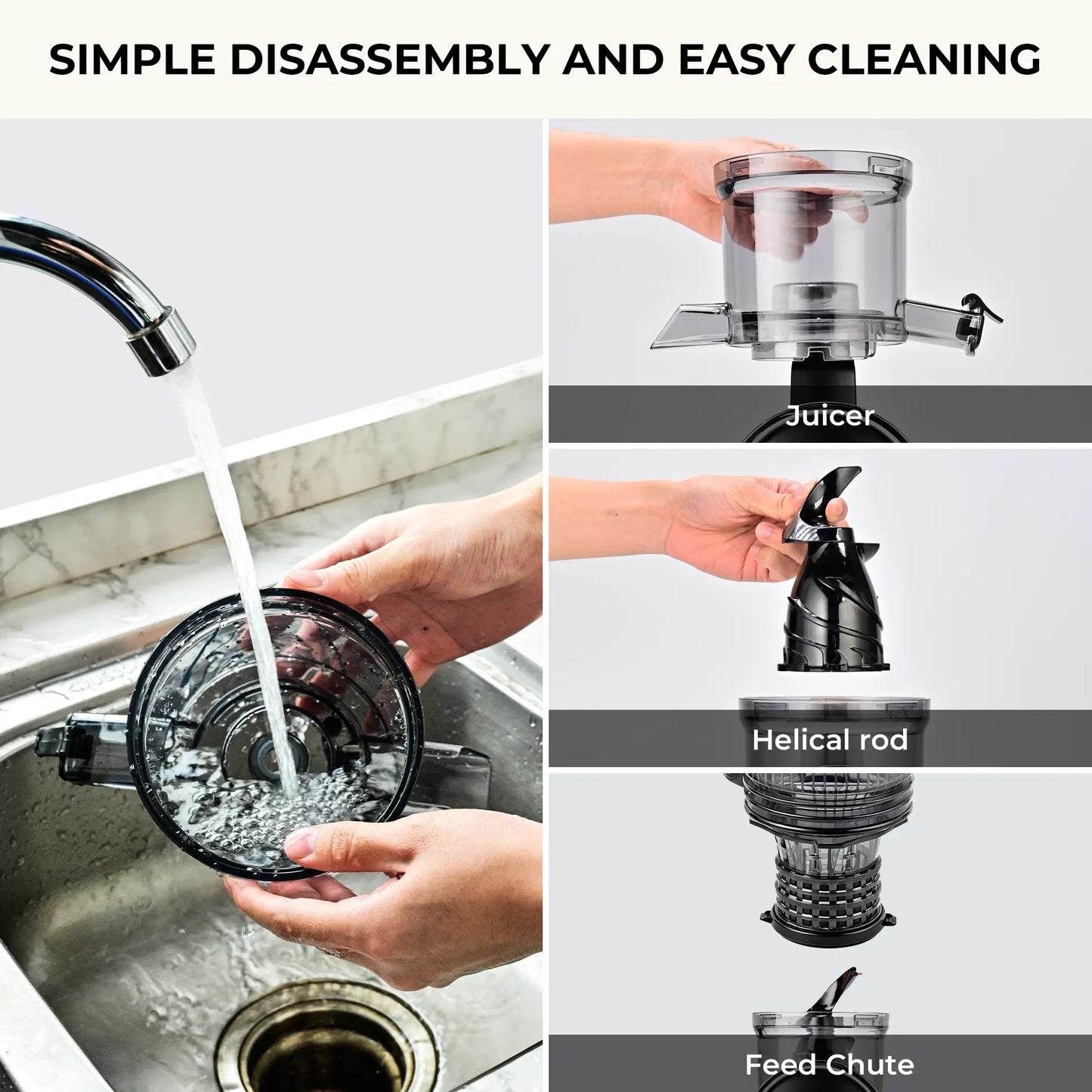 SUSTEAS Cold Press Juicer, 5.3 Inch Large Feed Opening, Slow Masticator Chute, For Whole Vegetables and Fruits, High Yield, Easy to Clean Springtok Steel,summerwins summerwins