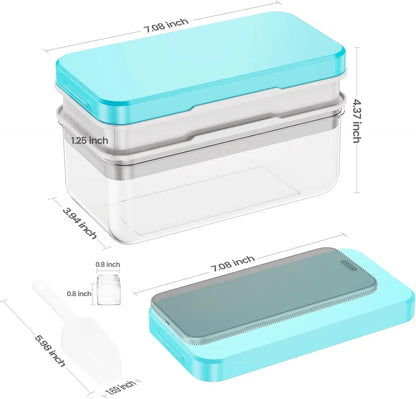 Flycity Stackable Ice Cube Tray Set with Lid and Bin – 64/96 Cubes,BPA Free,Easy-Release Ice Molds for Freezer,Includes Scoop Containers Utensils