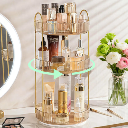 Raybee 360 Rotating Makeup Organizer, Large 2-3 Tier Acrylic Cologne Perfume Holder for Vanity Countertop,Dorm, Steady Lazy Susan Cosmetics Storage Organizer, Space Saving Fragrance Display Tower for Figures Lipsticks Brushes, Perfect for Back to School