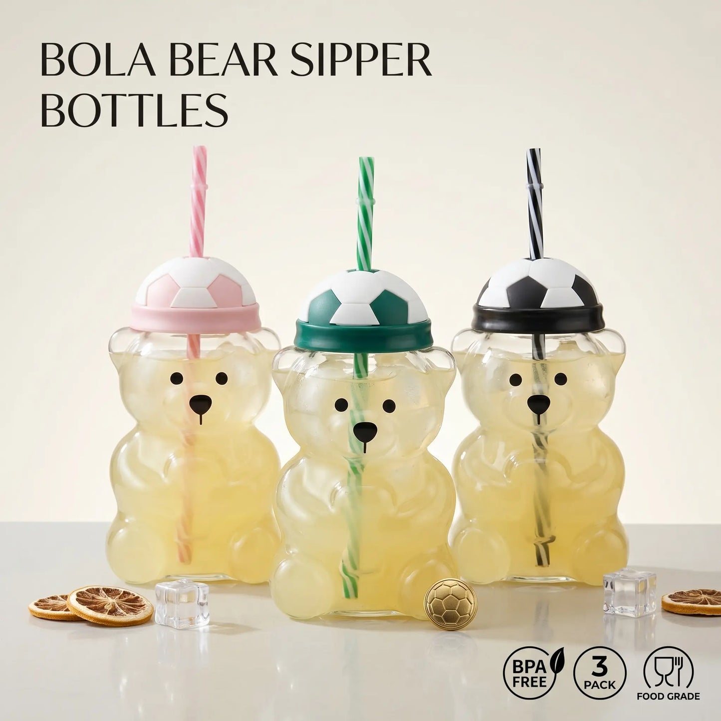20oz Cute Bear Soccer Cup – Fun Sports-Themed Drink Bottle for Kids, Teens & Adults – School, Parties, Travel & Everyday Hydration