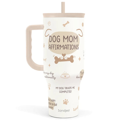 SANDJEST 40oz Summer Insulated Stainless Steel Tumbler with Handle & Straw, Cup Holder Friendly for Travel, Portable Vacuum Flask, Hot/Cold Insulation, Great Gifts for Mom Girls Her Women