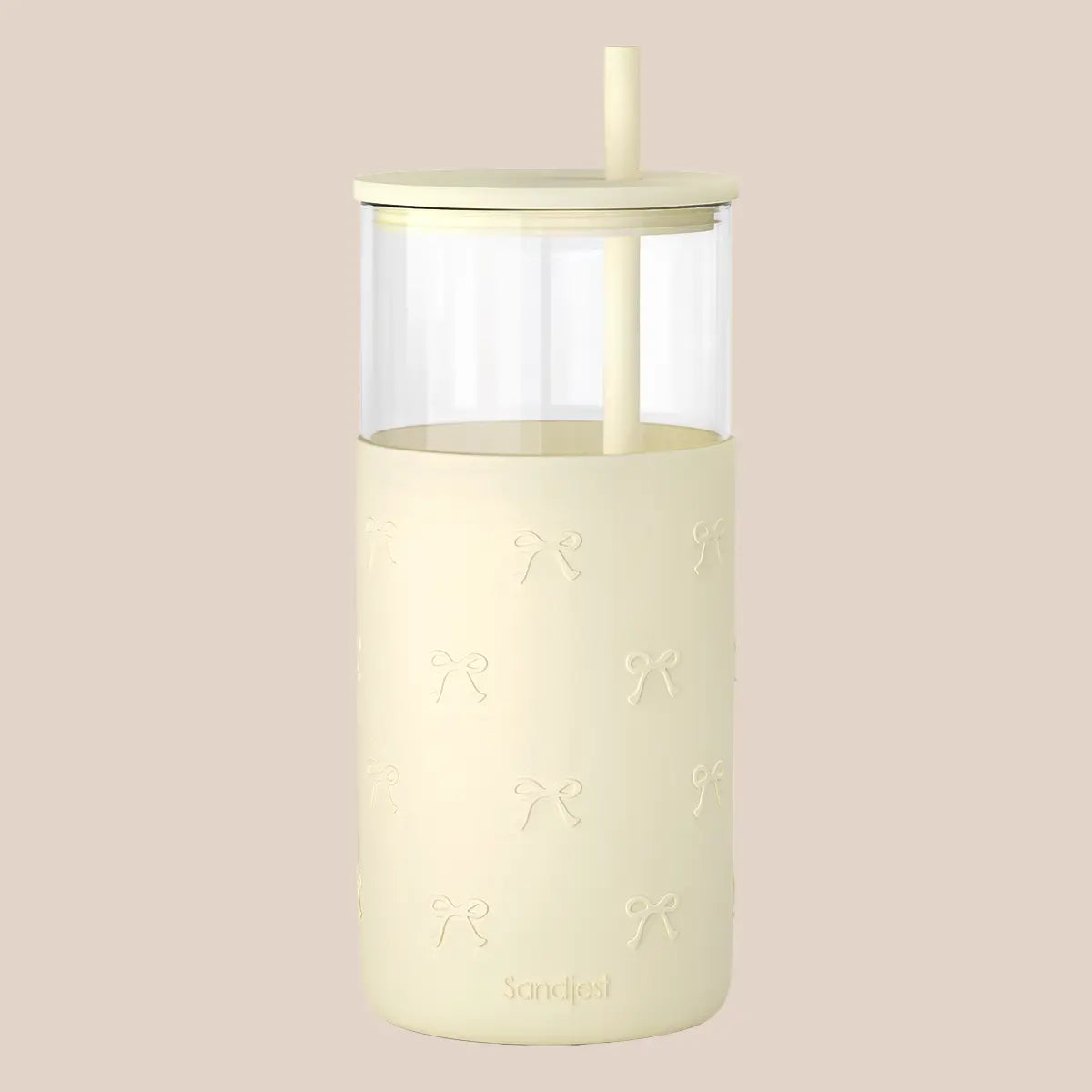 20oz Glass Tumbler with Silicone Sleeve & Straw, Aesthetic Cup Ideal for Hot & Cold Drinks Smoothie Iced Coffee, Gift for Her Women Girl