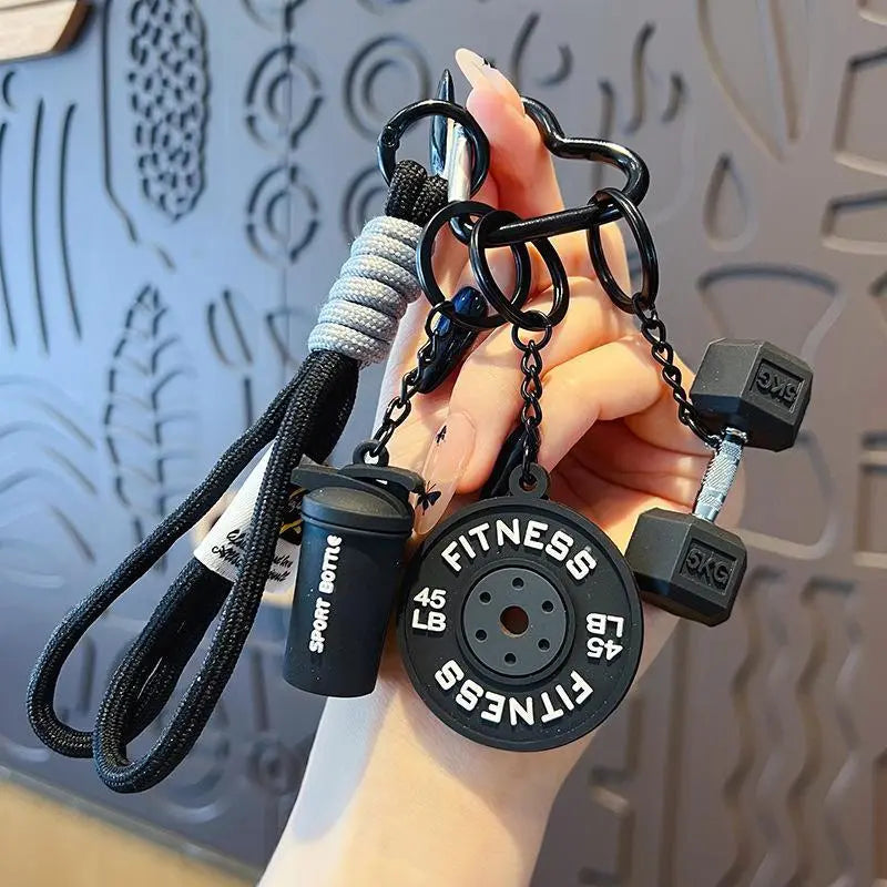 Fitness Keychain Set, MSilicone Dumbbell Kettlebell Weight Plate Keychains, Cute Keychain Gym Accessories for Men Women keychain  gift high quality fashion jewelry jew lery