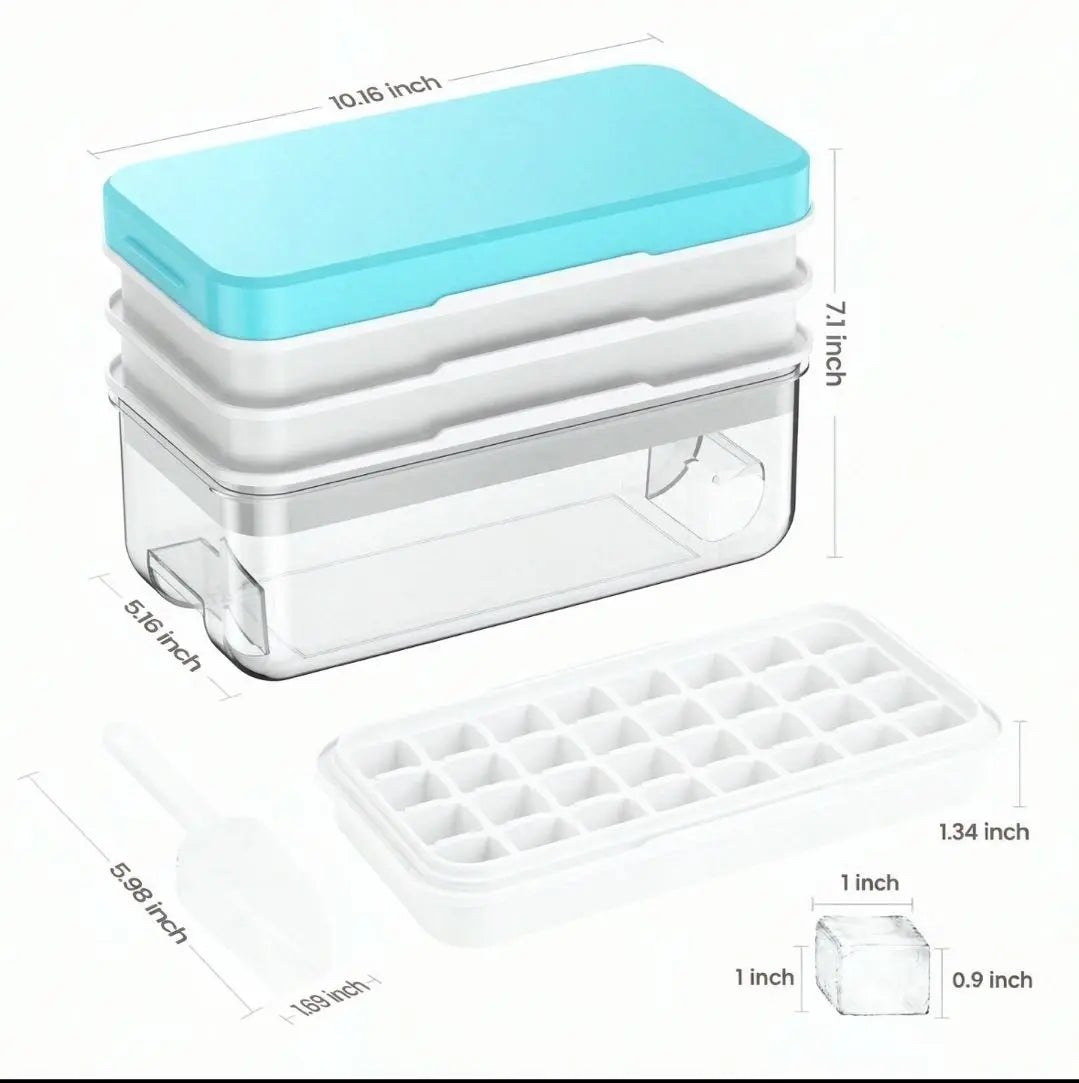 Flycity Stackable Ice Cube Tray Set with Lid and Bin – 64/96 Cubes,BPA Free,Easy-Release Ice Molds for Freezer,Includes Scoop Containers Utensils