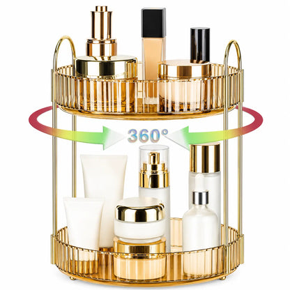 Raybee 360 Rotating Makeup Organizer, Large 2-3 Tier Acrylic Cologne Perfume Holder for Vanity Countertop,Dorm, Steady Lazy Susan Cosmetics Storage Organizer, Space Saving Fragrance Display Tower for Figures Lipsticks Brushes, Perfect for Back to School